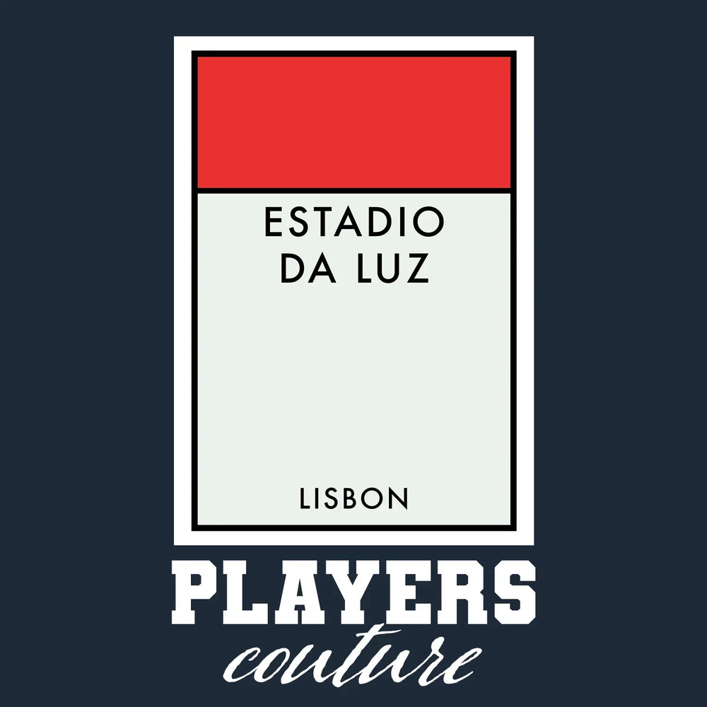 Benfica Monopoly Card t-shirt – navy men's t-shirt with white Benfica Monopoly Card letters and Players Couture logo on the