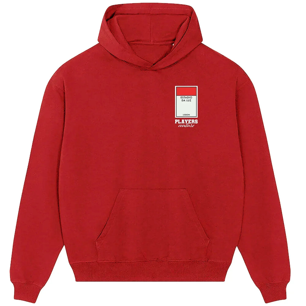 Benfica Monopoly Card hoodie – black men's hoodie with white Benfica Monopoly Card letters and Players Couture logo on the
