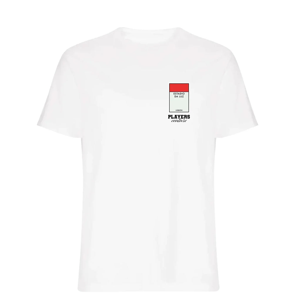 Benfica Monopoly Card t-shirt – navy men's t-shirt with white Benfica Monopoly Card letters and Players Couture logo on the