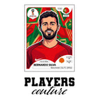 Bernardo Silva World Cup Sticker Men's T-Shirt – white close-up detail shot of the Bernardo Silva Players Couture logo design
