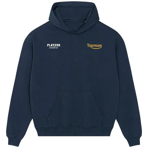 Bert Trautmann hoodie – navy men's hoodie featuring the Bert Trautmann Players Couture logo