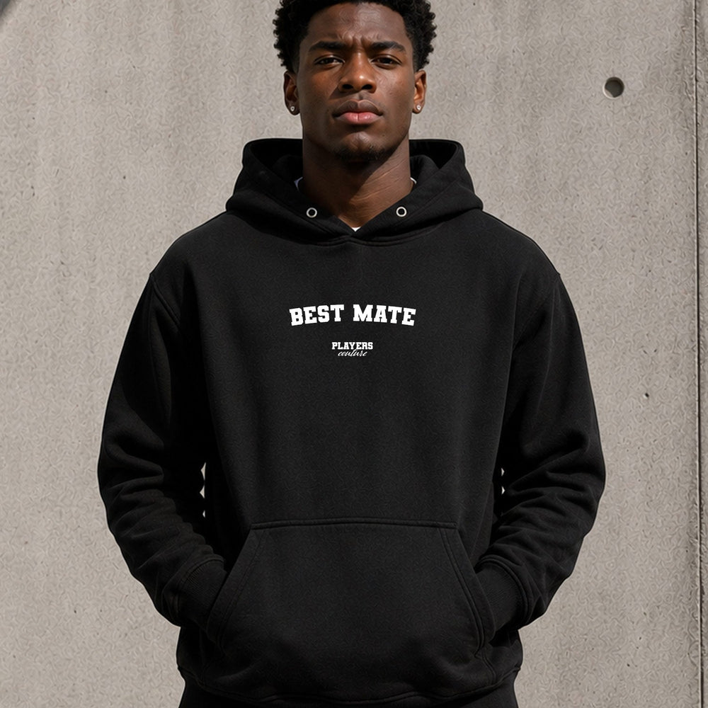 best-mate name-print hoodie - black