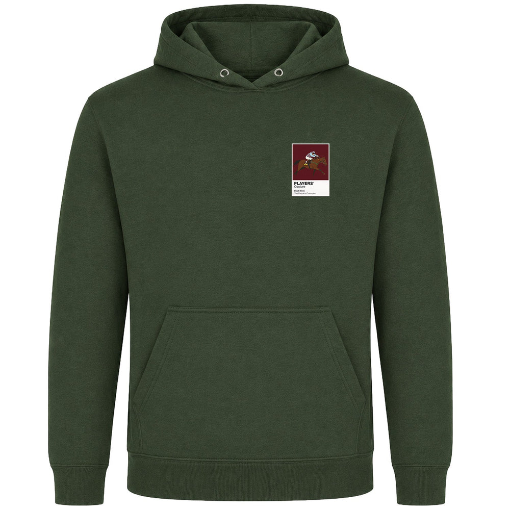 Best Mate horse racing hoodie – mens earthy green hoodie view