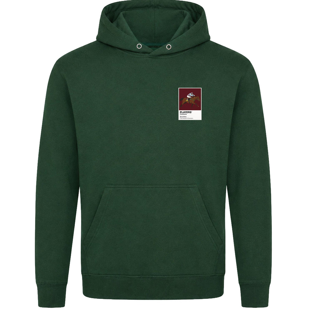 Best Mate horse racing hoodie – mens forest green hoodie view