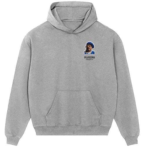 Biggie Smalls Blue hoodie – black men's hoodie featuring the Biggie Smalls Blue Players Couture logo