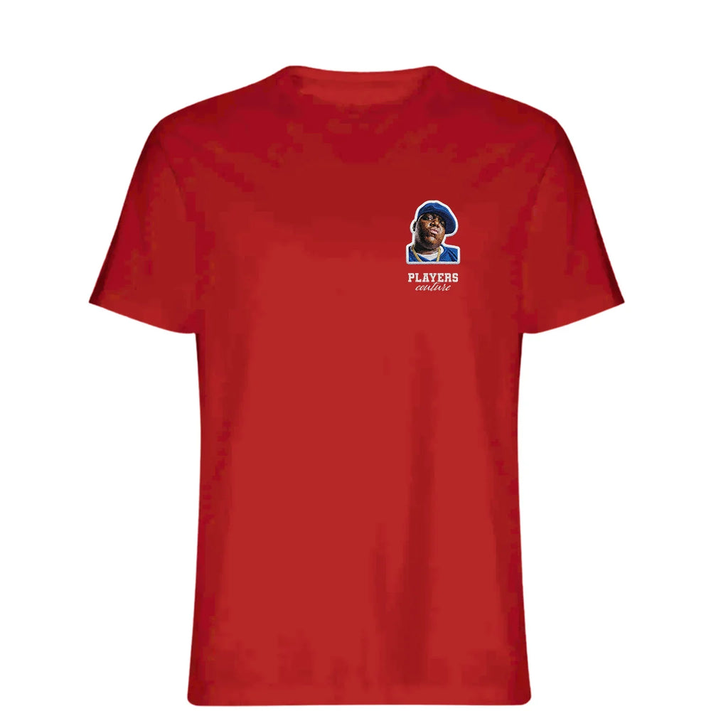 Biggie Smalls Blue t-shirt – white men's t-shirt featuring the Biggie Smalls Blue Players Couture logo