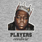 Biggie Smalls Crown Badge Men's Hoodie – black close-up detail shot of the Biggie Smalls Crown Players Couture logo design