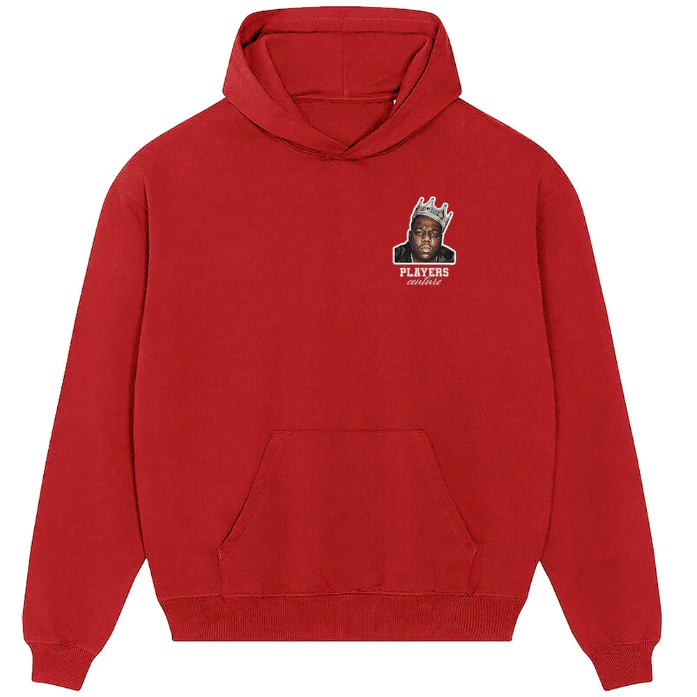Biggie Smalls Crown hoodie – white men's hoodie featuring the Biggie Smalls Crown Players Couture logo