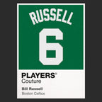 Bill Russell 6 Jersey Frame Men's T-Shirt – black close-up detail shot of the Bill Russell 6 Players Couture logo design