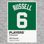 Bill Russell 6 Jersey Frame Men's T-Shirt – grey close-up detail shot of the Bill Russell 6 Players Couture logo design