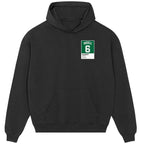 Bill Russell 6 hoodie – black men's hoodie featuring the Bill Russell 6 Players Couture logo