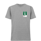 Bill Russell 6 t-shirt – grey men's t-shirt featuring the Bill Russell 6 Players Couture logo