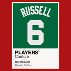 Bill Russell 6 Jersey Frame Men's T-Shirt – red close-up detail shot of the Bill Russell 6 Players Couture logo design