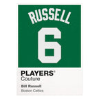Bill Russell 6 Jersey Frame Men's T-Shirt – white close-up detail shot of the Boston Celtics Players Couture logo design