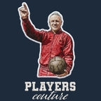 Bill Shankly Tracksuit Badge Men's Hoodie – close-up detail shot of the Bill Shankly Players Couture logo design