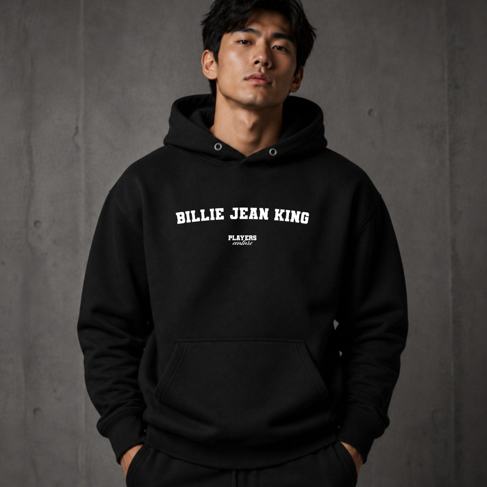 billie-jean-king name-print hoodie - black