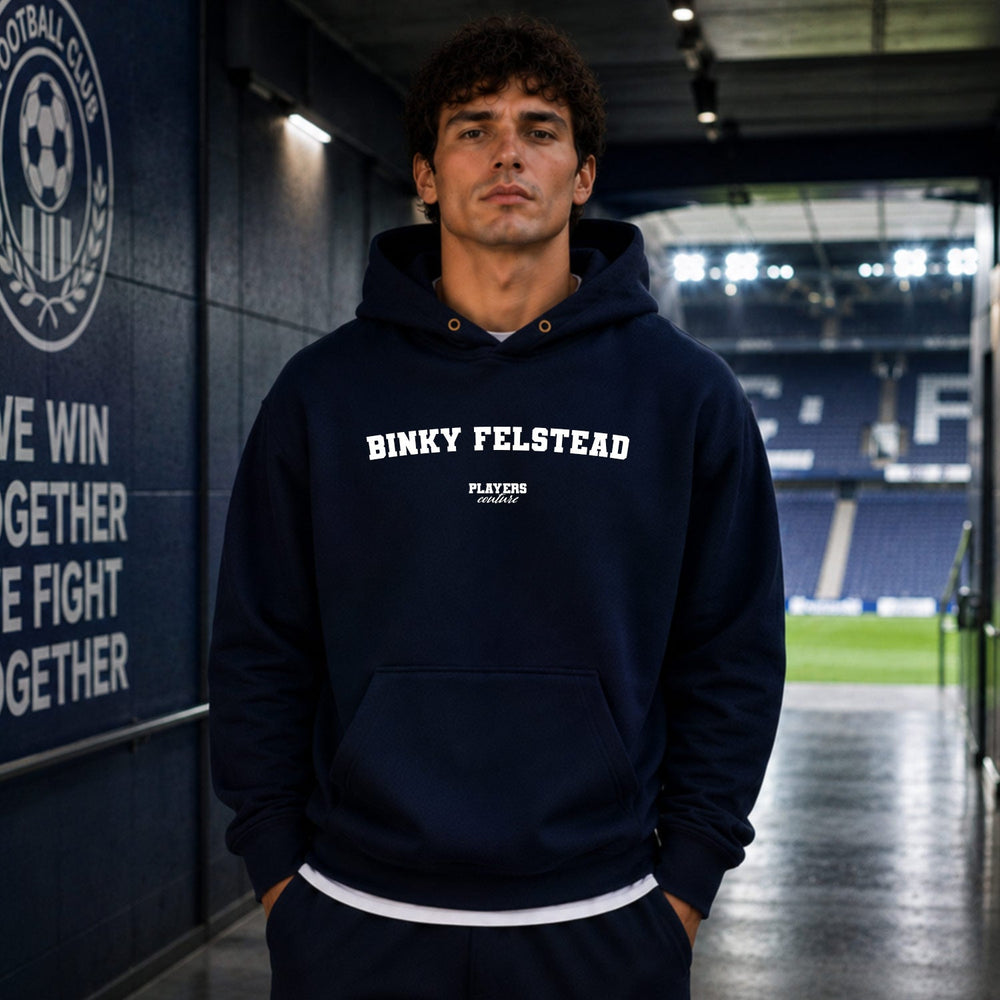 binky-felstead name-print hoodie - navy