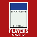 Birmingham City Monopoly Card t-shirt – red men's t-shirt with white Birmingham City Monopoly Card letters and Players