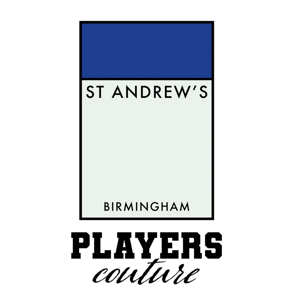 Birmingham City t-shirt – white men's t-shirt with black Birmingham City letters and Players Couture logo on the chest