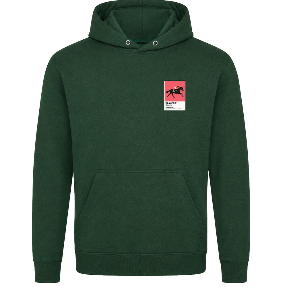 Black Caviar horse racing hoodie – mens forest green hoodie view