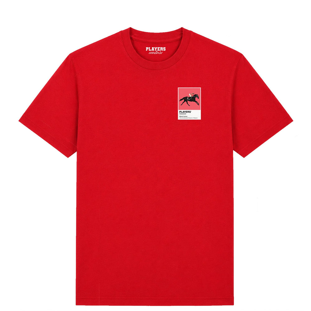 Black Caviar horse racing T-shirt – mens red tshirt view