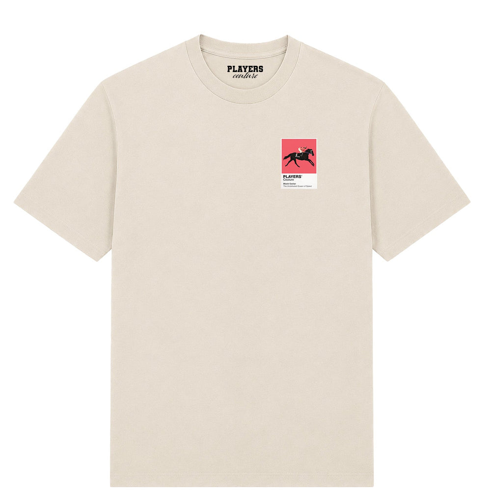 Black Caviar horse racing T-shirt – mens stone tshirt view