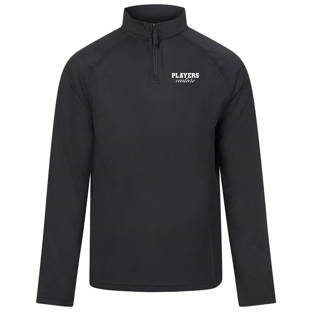 Essentials Collection Players Couture Men's Active Lightweight Stretch Quarter Zip Black Top