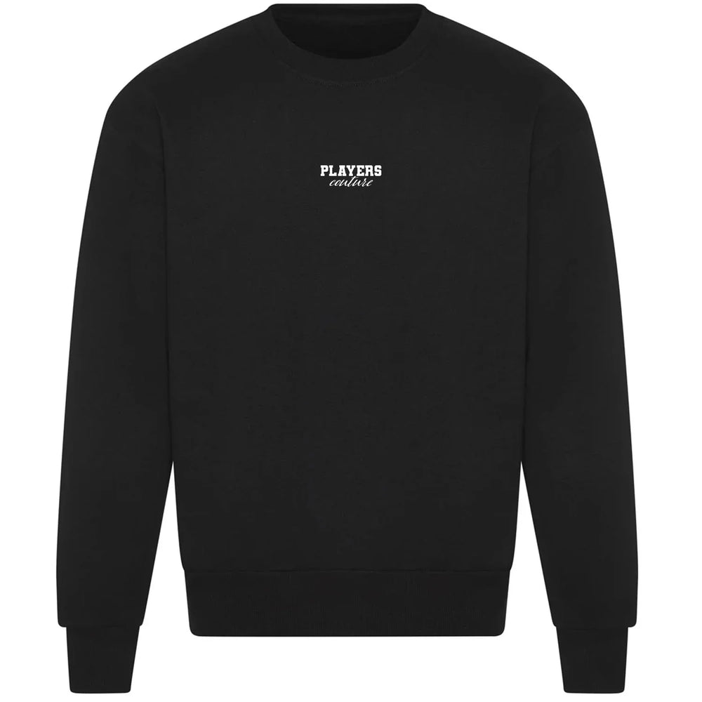 Essentials Collection hoodie – black men's hoodie with white Essentials Collection letters and Players Couture logo on the