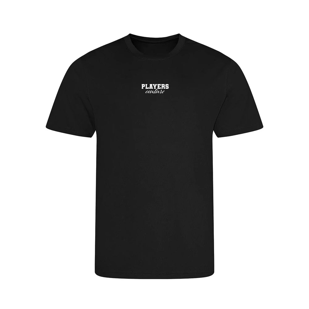 Essentials Collection t-shirt – black kids' t-shirt with white Essentials Collection letters and Players Couture logo on the
