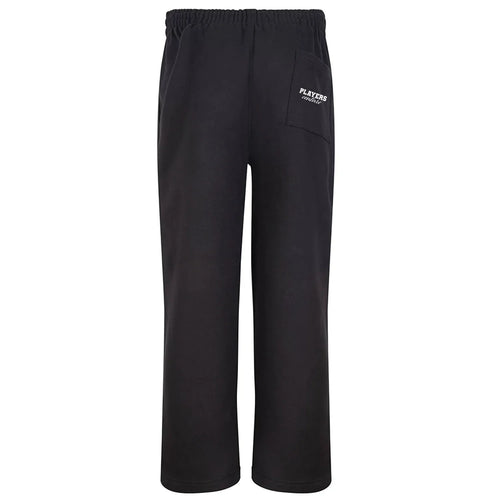 Essentials Collection Men's Premium Heavyweight Black Joggers Back Logo – black close-up detail shot of the Essentials