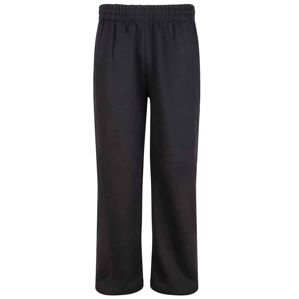 Essentials Collection Men's Premium Heavyweight Black Joggers Back Logo – black close-up detail shot of the Essentials
