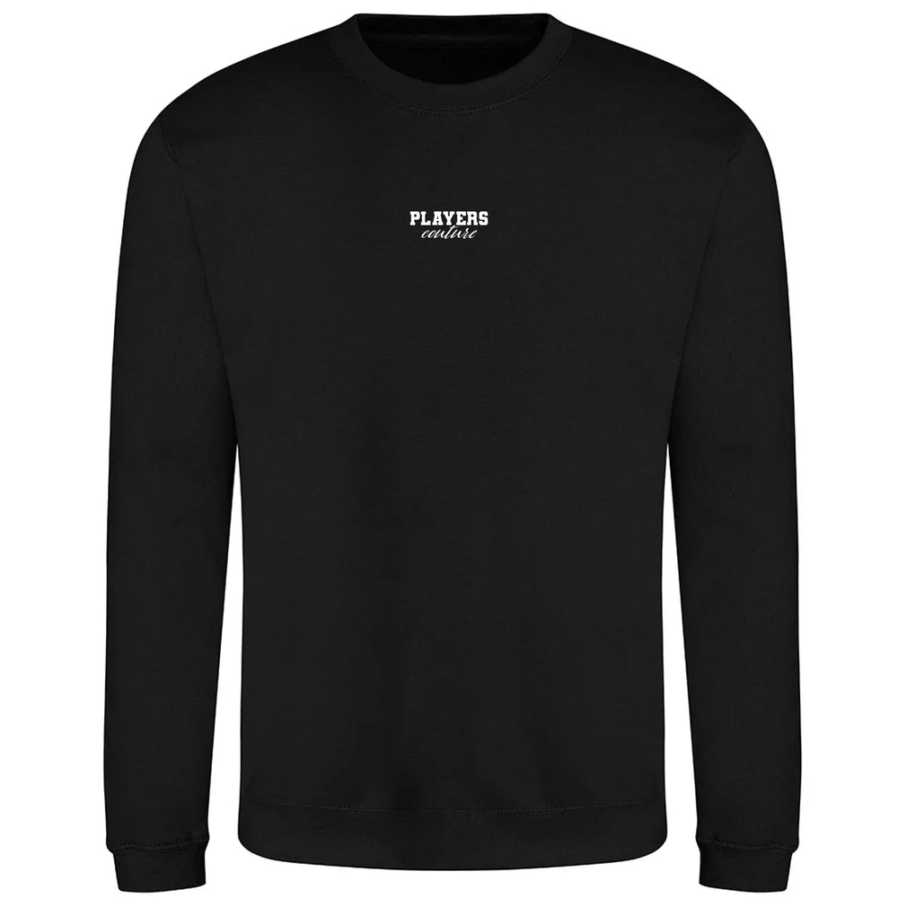 Essentials Collection hoodie – black men's hoodie with white Essentials Collection letters and Players Couture logo on the
