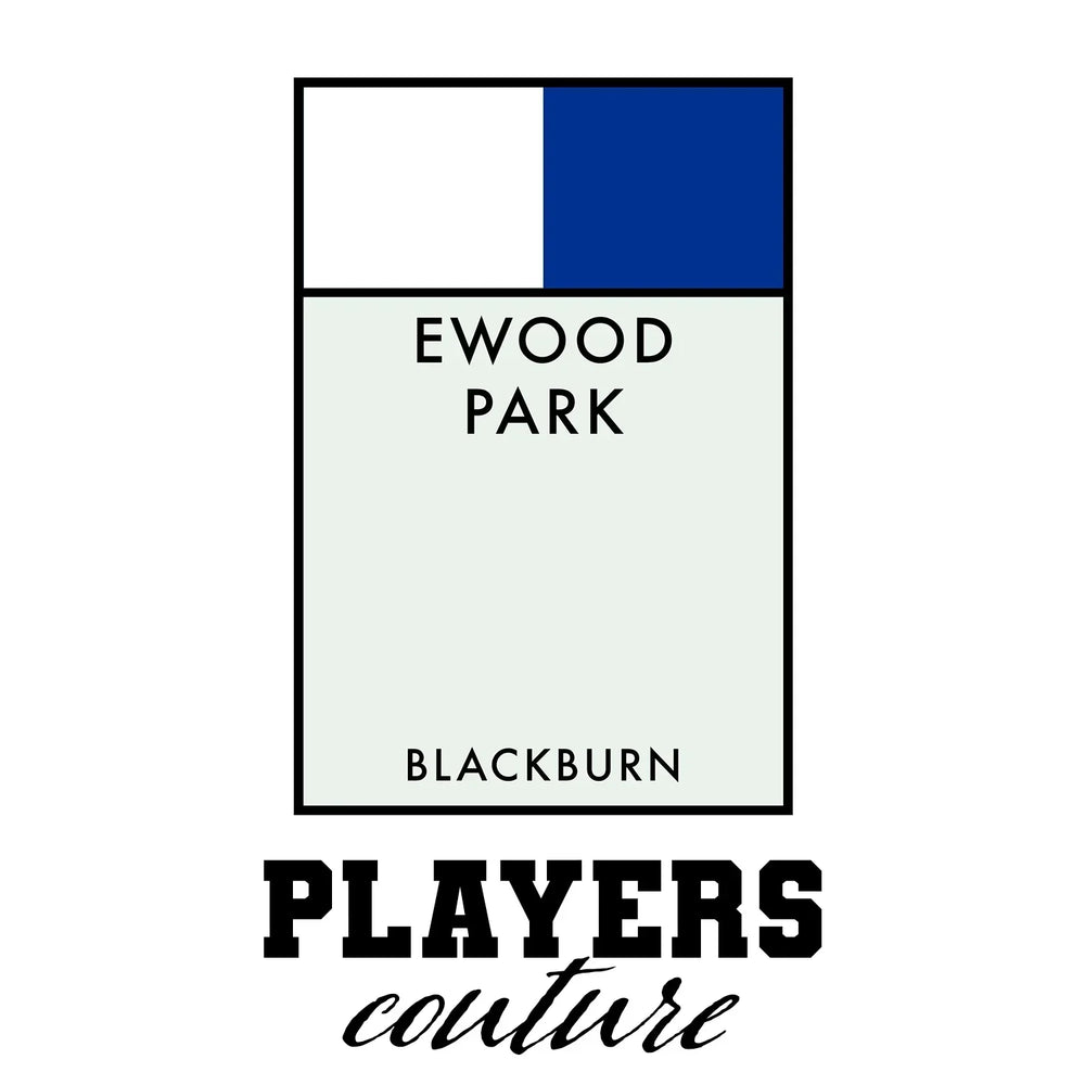 Blackburn Rovers t-shirt – white men's t-shirt with black Blackburn Rovers letters and Players Couture logo on the chest