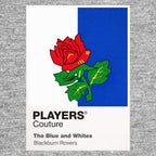 Blackburn Rovers Classic Football Shirt Colours Frame Men's T-Shirt – grey close-up detail shot of the Blackburn Rovers