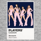BLACKPINK Jisoo, Jennie, Rosé and Lisa in BLACKPINK's four-member performance identity Icon Frame artwork in grey