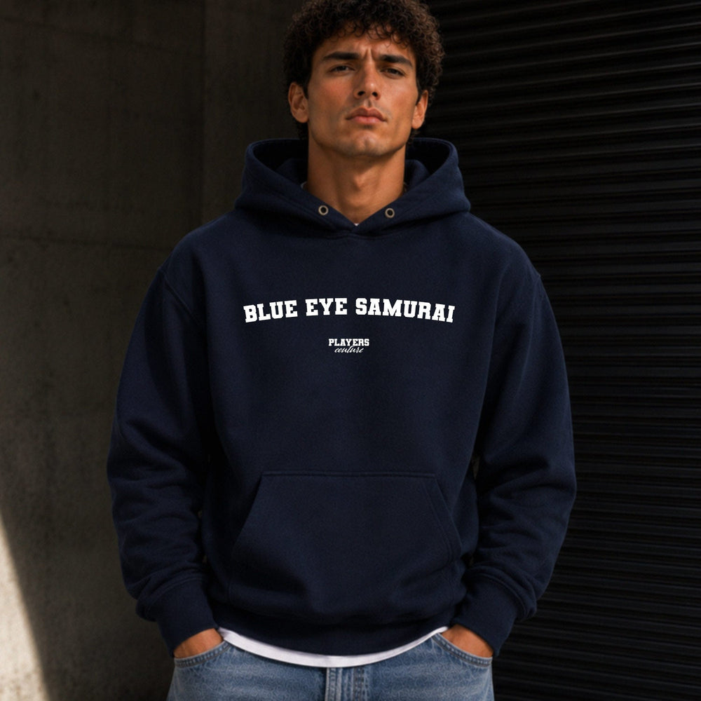 blue-eye-samurai name-print hoodie - navy