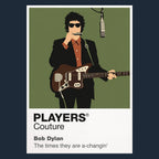 Bob Dylan Bob Dylan's guitar, harmonica and 1960s folk-rock silhouette Icon Frame artwork in navy