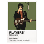 Bob Dylan Bob Dylan's guitar, harmonica and 1960s folk-rock silhouette Icon Frame artwork on white
