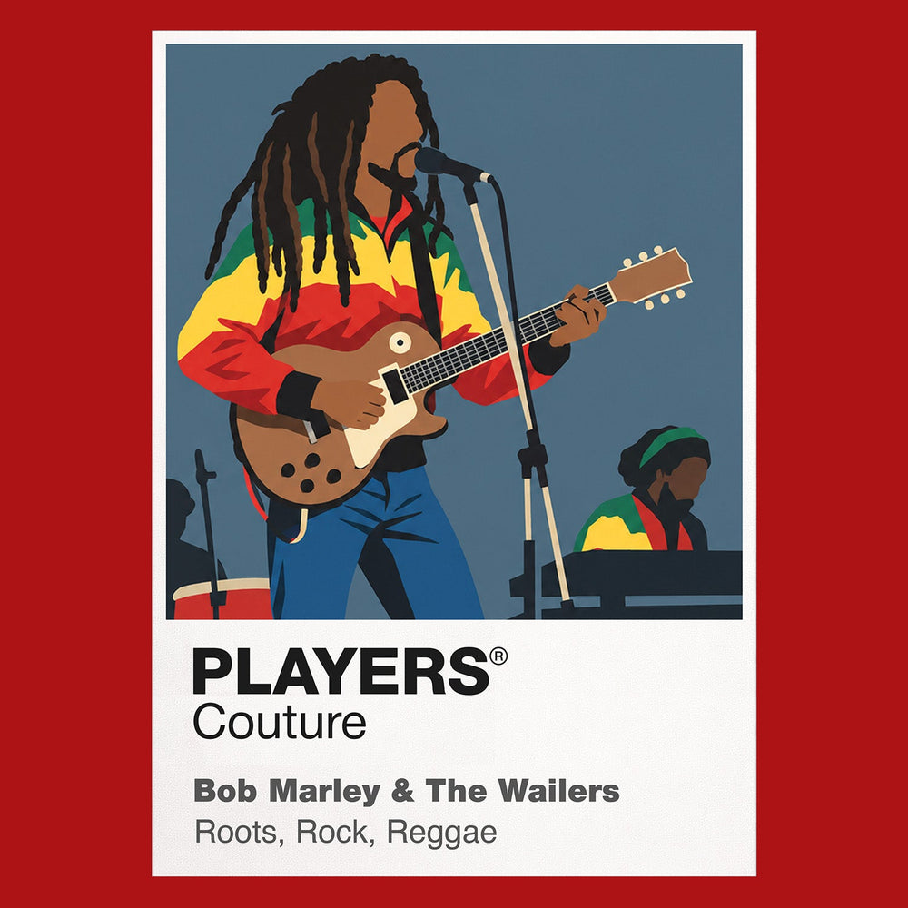 Bob Marley & The Wailers the collective stage presence and roots-reggae identity of Bob Marley and the Wailers Icon Frame artwork in red