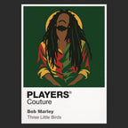 Bob Marley Bob Marley's locks, guitar and enduring Jamaican stage silhouette Icon Frame artwork in black