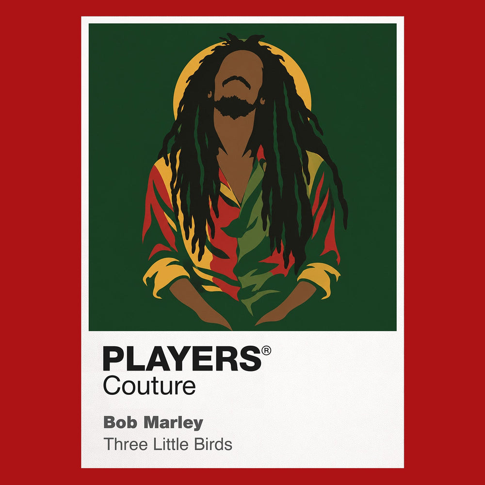 Bob Marley Bob Marley's locks, guitar and enduring Jamaican stage silhouette Icon Frame artwork in red