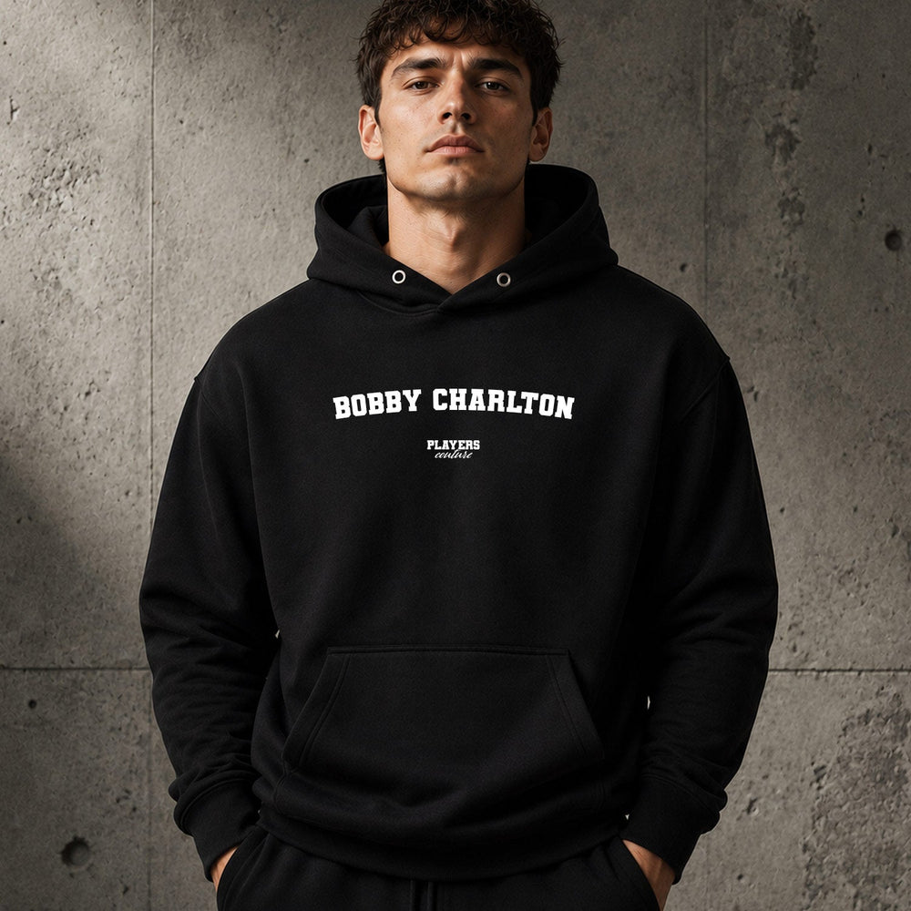 bobby-charlton name-print hoodie - black
