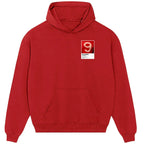 Bobby Charlton 9 Football hoodie – red men's hoodie featuring the Bobby Charlton 9 Football Players Couture logo