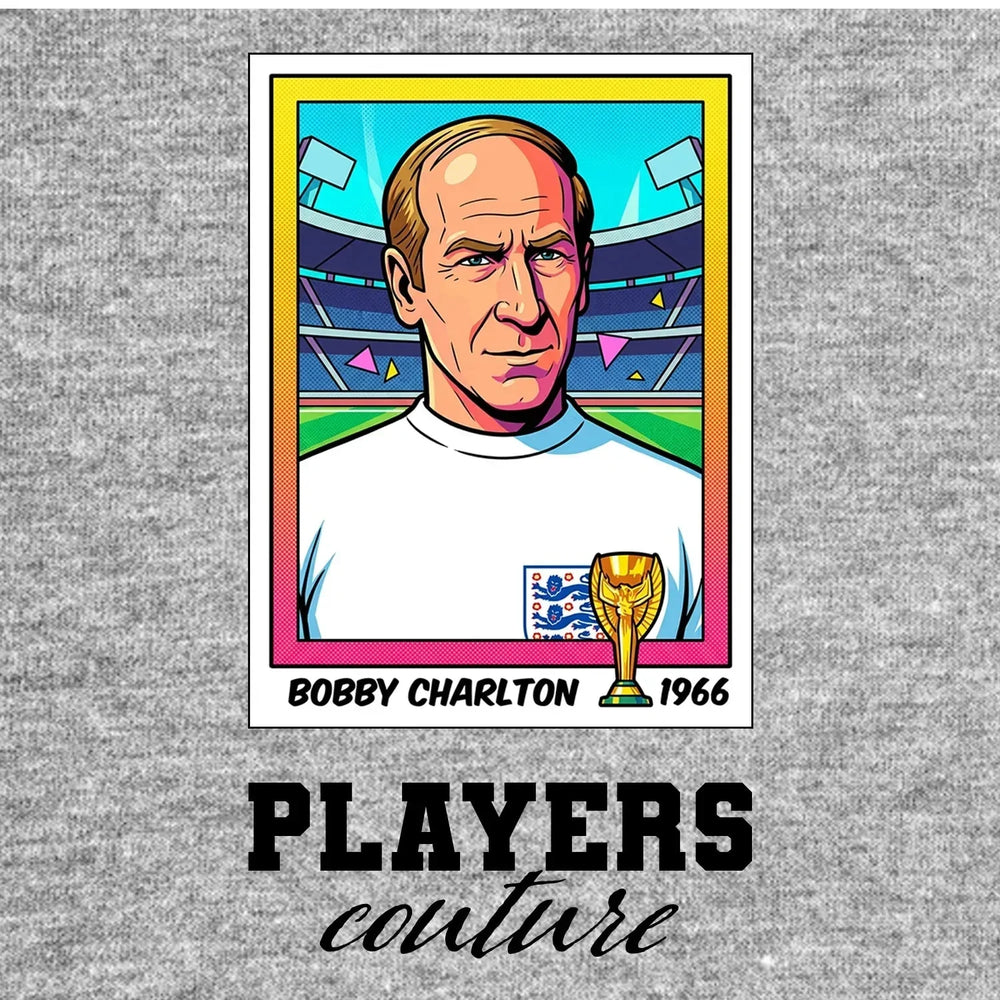 Bobby Charlton World Cup Sticker Kids Hoodie – bobby charlton grey Players Couture design
