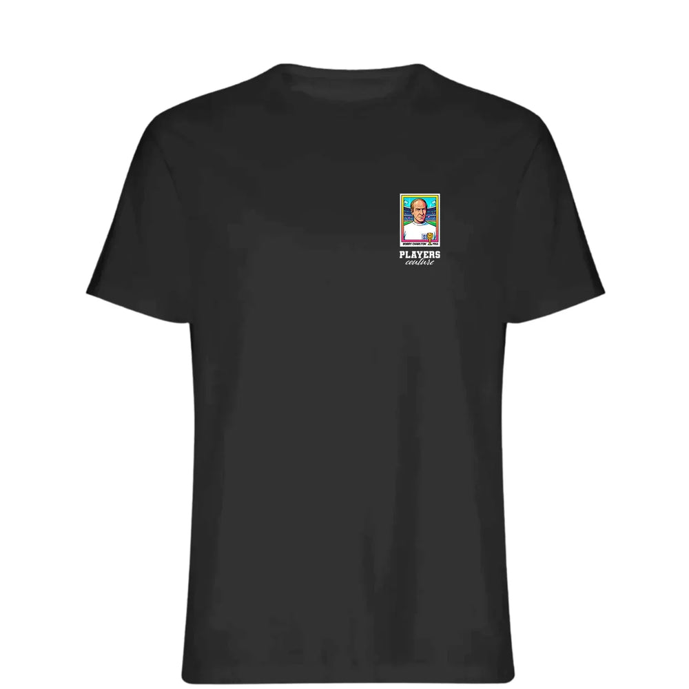 Bobby Charlton World Cup t-shirt – black men's t-shirt featuring the Bobby Charlton World Cup Players Couture logo