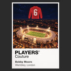 Bobby Moore England number 6 Icons in Lights Frame artwork in black