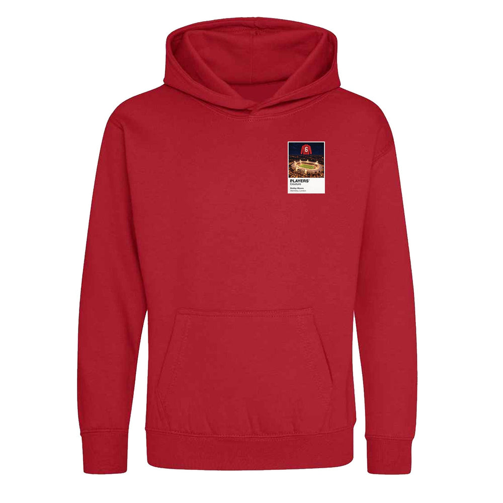 Bobby Moore England Icons in Lights Frame Kids Hoodie in Red