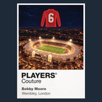 Bobby Moore England number 6 Icons in Lights Frame artwork in navy