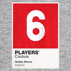 Bobby Moore 6 Football Shirt Frame Men's Hoodie – grey close-up detail shot of the Bobby Moore 6 Football Players Couture