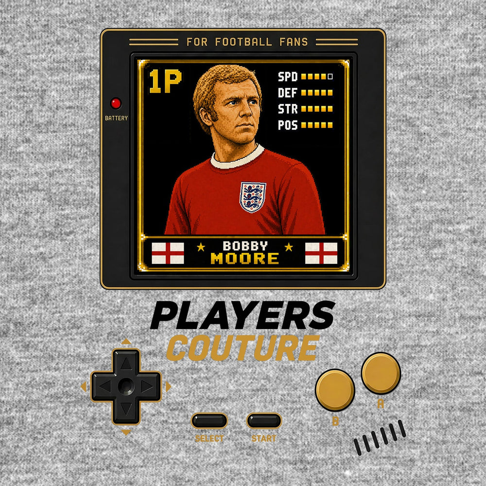 Bobby Moore 1P 8-Bit hoodie retro gaming design by Players Couture